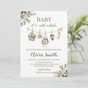 Baby het is koud buiten kledinglijn baby shower kaart
