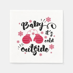 Baby het is koud buiten leuke handschoenen winter servetten