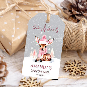 Baby Het is koud buiten meisje herten baby shower  Cadeaulabel