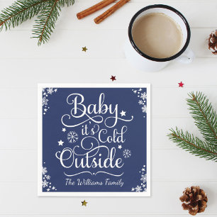 Baby het is koud buiten Navy Sneeuwvlok Winter Servetten