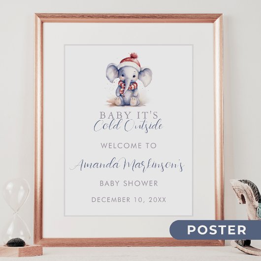 Baby, het is koud buiten olifant kerst welkom poster