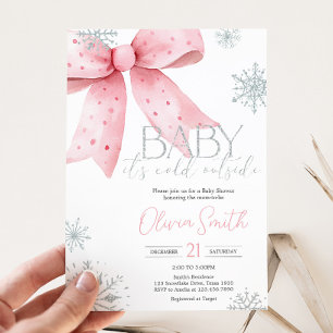 Baby het is koud buiten Roze lint baby shower Kaart