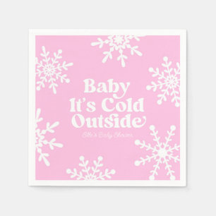 Baby Het is koud buiten roze sneeuwvlok Baby showe Servet