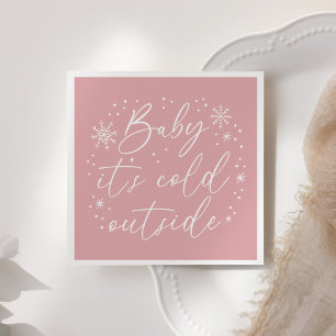 Baby Het is koud buiten roze sneeuwvlok Baby showe Servet
