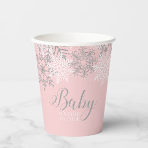 Baby het is koud buiten Roze Sneeuwvlokken Baby Sh Papieren Bekers