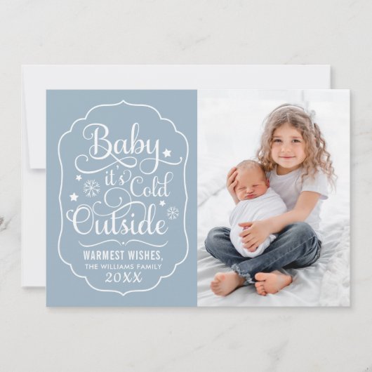 Baby Het is koud buiten Rustic Dark Red Photo Feestdagenkaart (Voorkant)