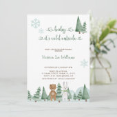 Baby Het is koud buiten Schattige Baby shower Kaart (Staand voorkant)