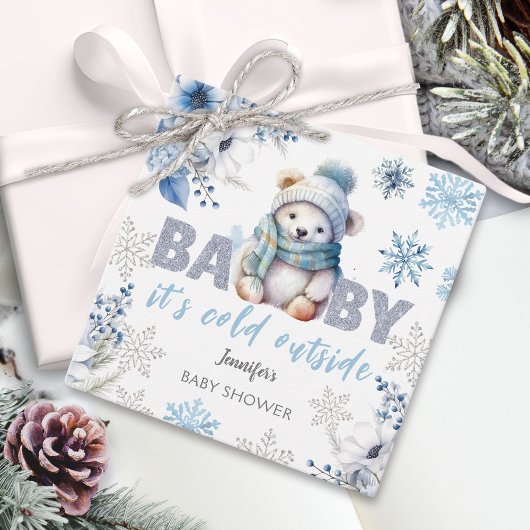 Baby het is koud buiten Schattige Boy Winter Baby Bedankjes Labels