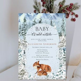 Baby Het is koud buiten Schattige Vossen Baby show Kaart