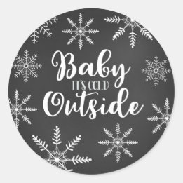 Baby Het is koud buiten schoolbord sneeuwvlok Ronde Sticker