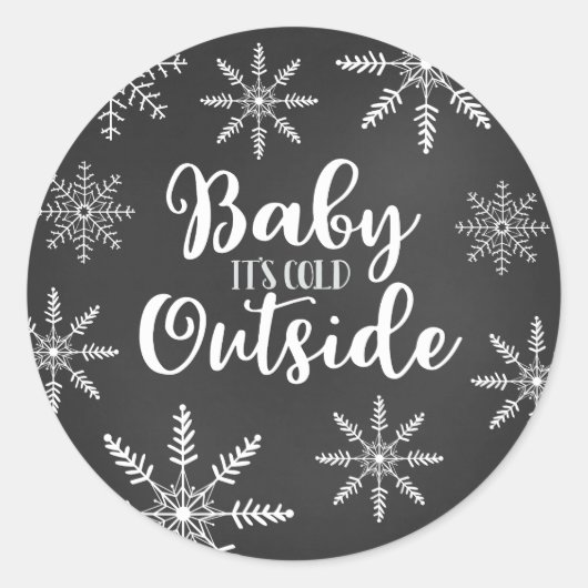 Baby Het is koud buiten schoolbord sneeuwvlok Ronde Sticker (Voorkant)