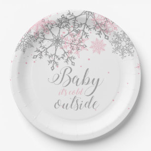 Baby het is koud buiten Sneeuwvlok Baby Shower Pap Papieren Bordje