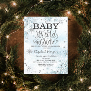 Baby Het is Koud Buiten Snowflakes Baby shower Kaart