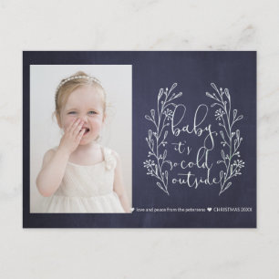Baby Het is koud buiten Snowflakes Navy White Foto Briefkaart