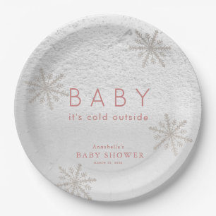 Baby Het is koud buiten Snowflakes Roze Baby showe Papieren Bordje