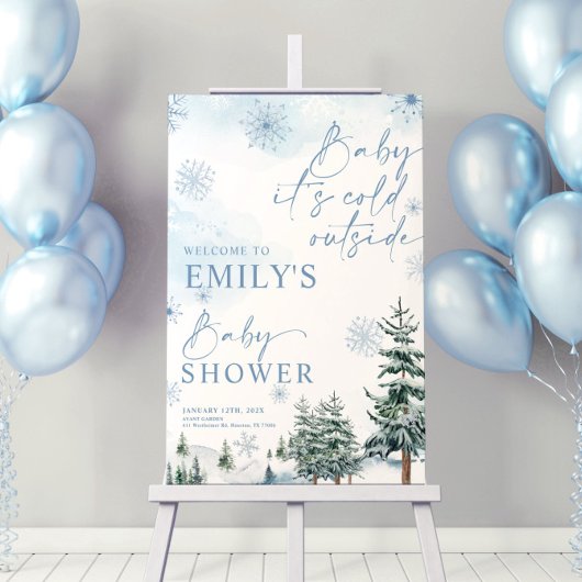Baby Het is koud buiten teken, Baby shower Poster