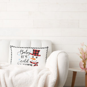 Baby het is koud buiten typografie sneeuwman vakan kussen
