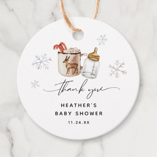 Baby Het is koud buiten warme chocoladewinterdouch Bedankjes Labels (Voorkant)