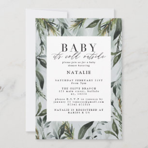 Baby het is koud buiten waterverf baby shower aankondiging