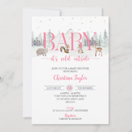 Baby Het is koud buiten, Winter Baby Girl Shower Kaart