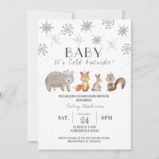 Baby Het is koud buiten, Winter Baby shower Invita Kaart (Voorkant)