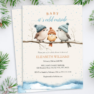 Baby het is koud buiten, Winter Baby shower Kaart