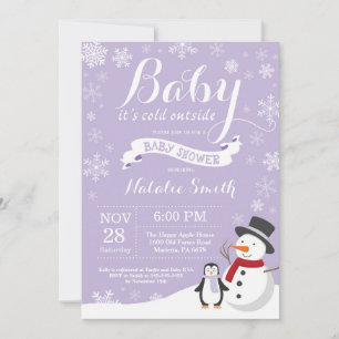 Baby het is koud buiten Winter Baby Shower Paars Kaart