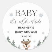 Baby Het Is Koud Buiten Winter Baby Shower  Ronde Sticker (Voorkant)
