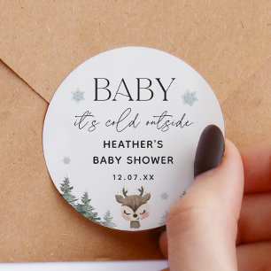 Baby Het Is Koud Buiten Winter Baby Shower  Ronde Sticker