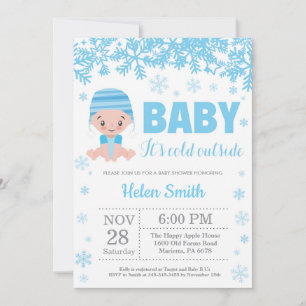 Baby het is koud buiten Winter Blauw Jongens Baby Kaart
