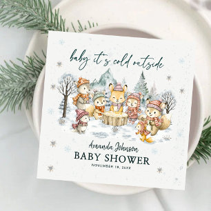 Baby het is koud buiten Winter Bos Baby Borrel Servet