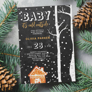 Baby het is koud buiten winter bos baby shower kaart
