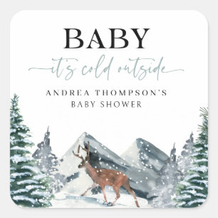 Baby Het is koud buiten Winter Forest Baby shower Vierkante Sticker