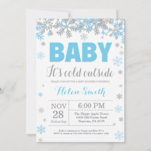 Baby het is koud buiten Winter Jongen Baby Borrel Kaart