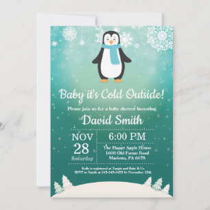 Baby het is koud buiten Winter Pinguïn Baby Shower Kaart