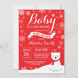 Baby het is koud buiten Winter Rode Baby Shower Ro Kaart