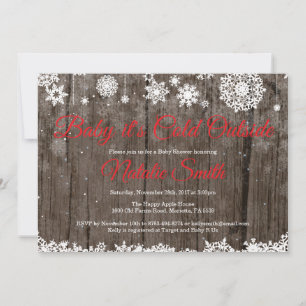 Baby het is koud buiten Winter Rood Baby Shower Kaart