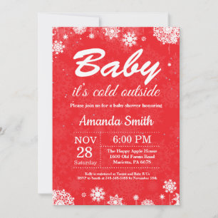 Baby het is koud buiten Winter Rood Baby Shower Kaart