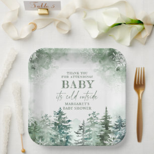 Baby Het is koud buiten Winter Wonderland Papieren Bordje