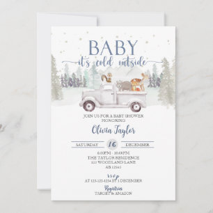 Baby Het is koud buiten, winterdieren Baby shower Kaart