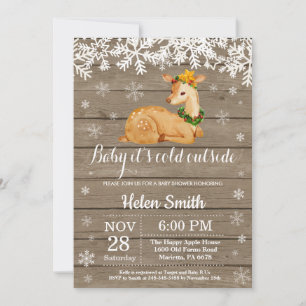 Baby het is koud buiten Winterherten Baby Shower Kaart