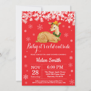 Baby het is koud buiten Winterhertjes Baby Shower Kaart