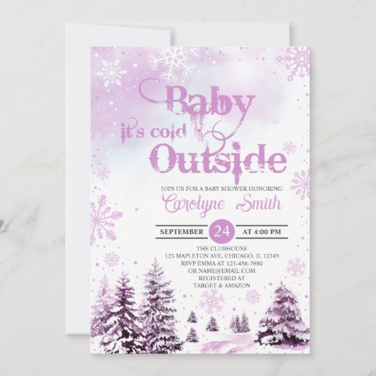 Baby het is Koud Buiten Wintermeisje Baby shower Kaart (Voorkant)