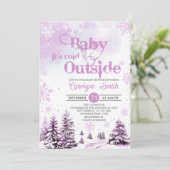 Baby het is Koud Buiten Wintermeisje Baby shower Kaart (Staand voorkant)