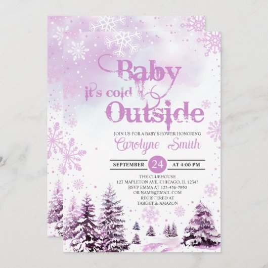 Baby het is Koud Buiten Wintermeisje Baby shower Kaart (Voorkant / Achterkant)