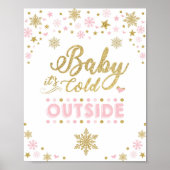 Baby Het is koud buiten Wintersnowflake roze goud Poster (Voorkant)