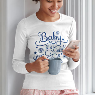Baby het is koud buiten Witte Dames Navy T-shirt