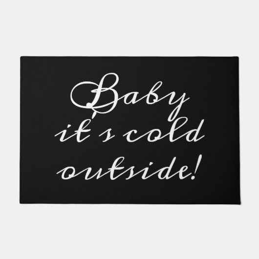 Baby het is koud buiten zwart script grappig schat deurmat (Voorkant)