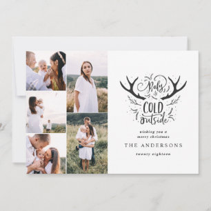 Baby het is koud hert multi foto kerst feestdagenkaart