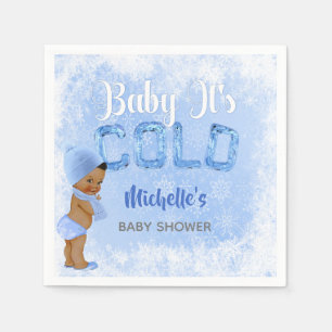 Baby Het Is Koud Sneeuwvlokje Blauw Etnische Jonge Servetten